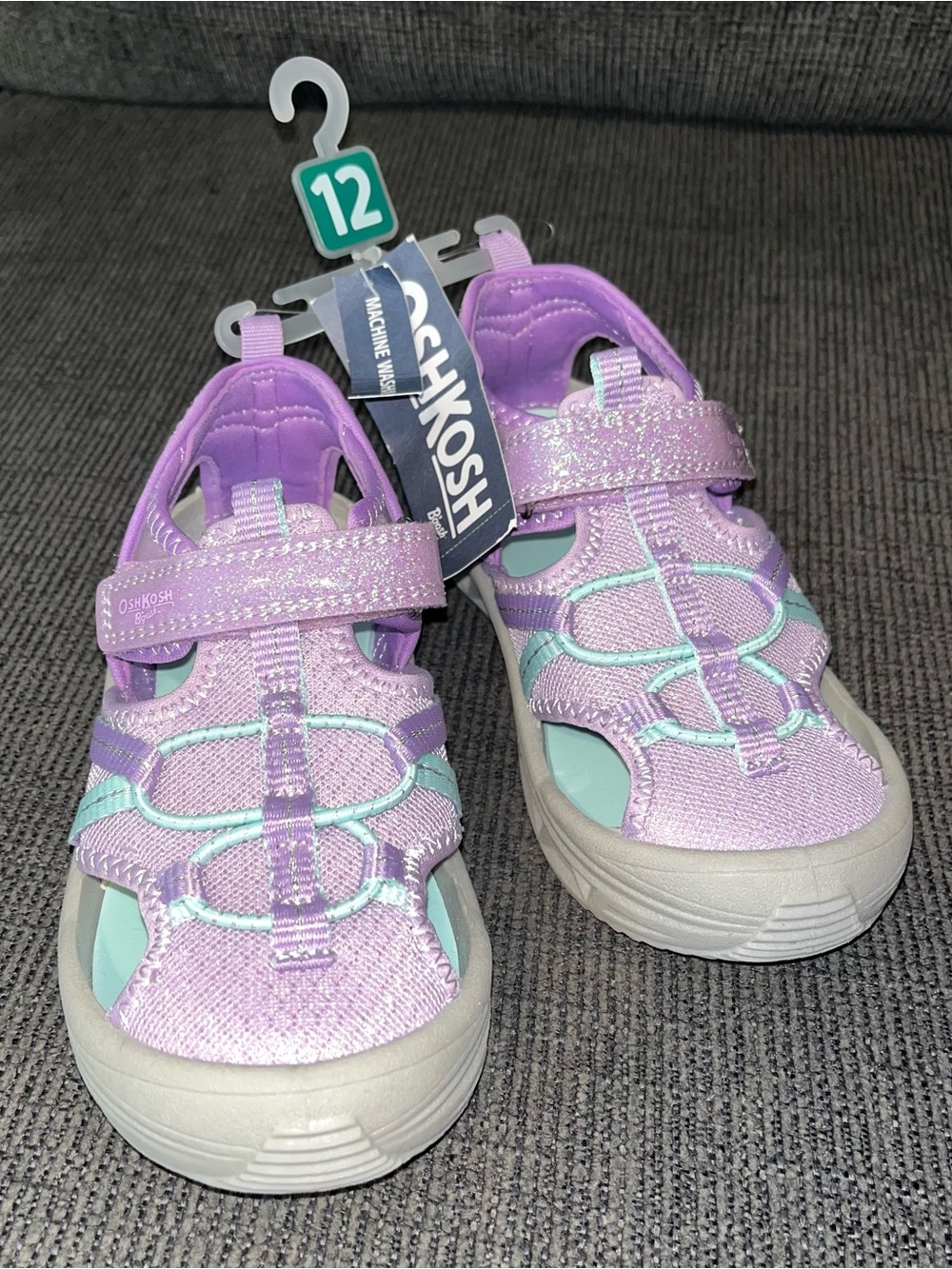 NWT OshKosh B'gosh Lavender and Teal Closed Toe Sandals for Girls - Size 12